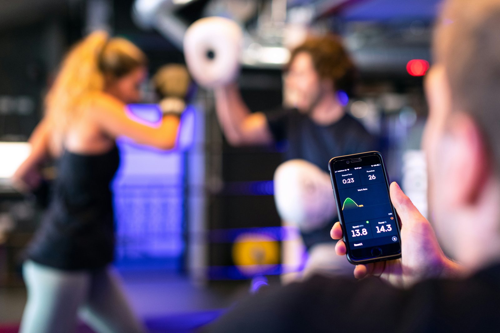 Peak Fitness app design, dark editorial layout